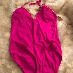 Victoria secret low plunge hot pink one piece